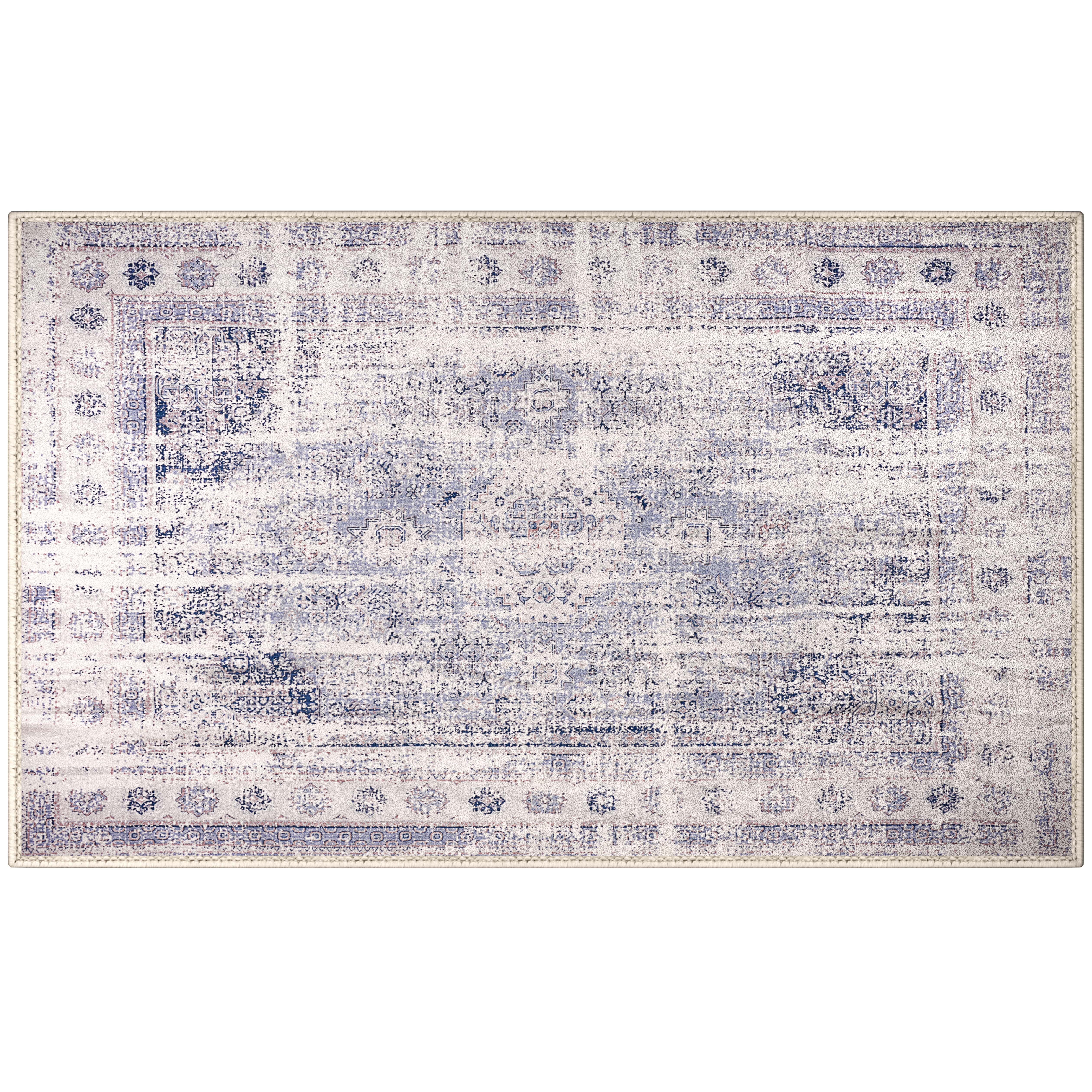 Sorbus 3x5 Washable Area Rug – Non-Slip Vintage Entryway Carpet with Rubber Backing