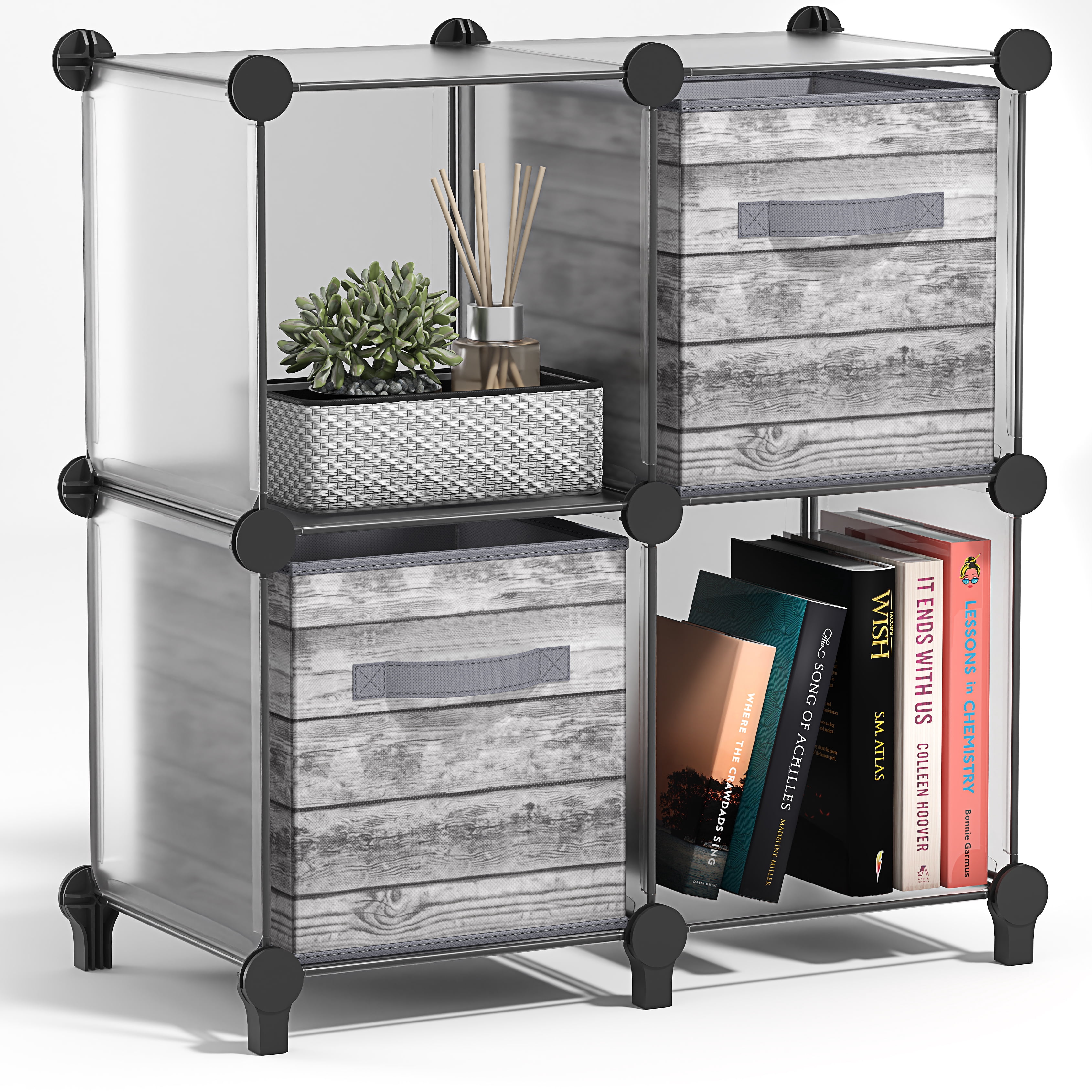 Sorbus 4-Cube Storage Organizer, Waterproof Cubby Shelf for Closet & Bedroom, Clear