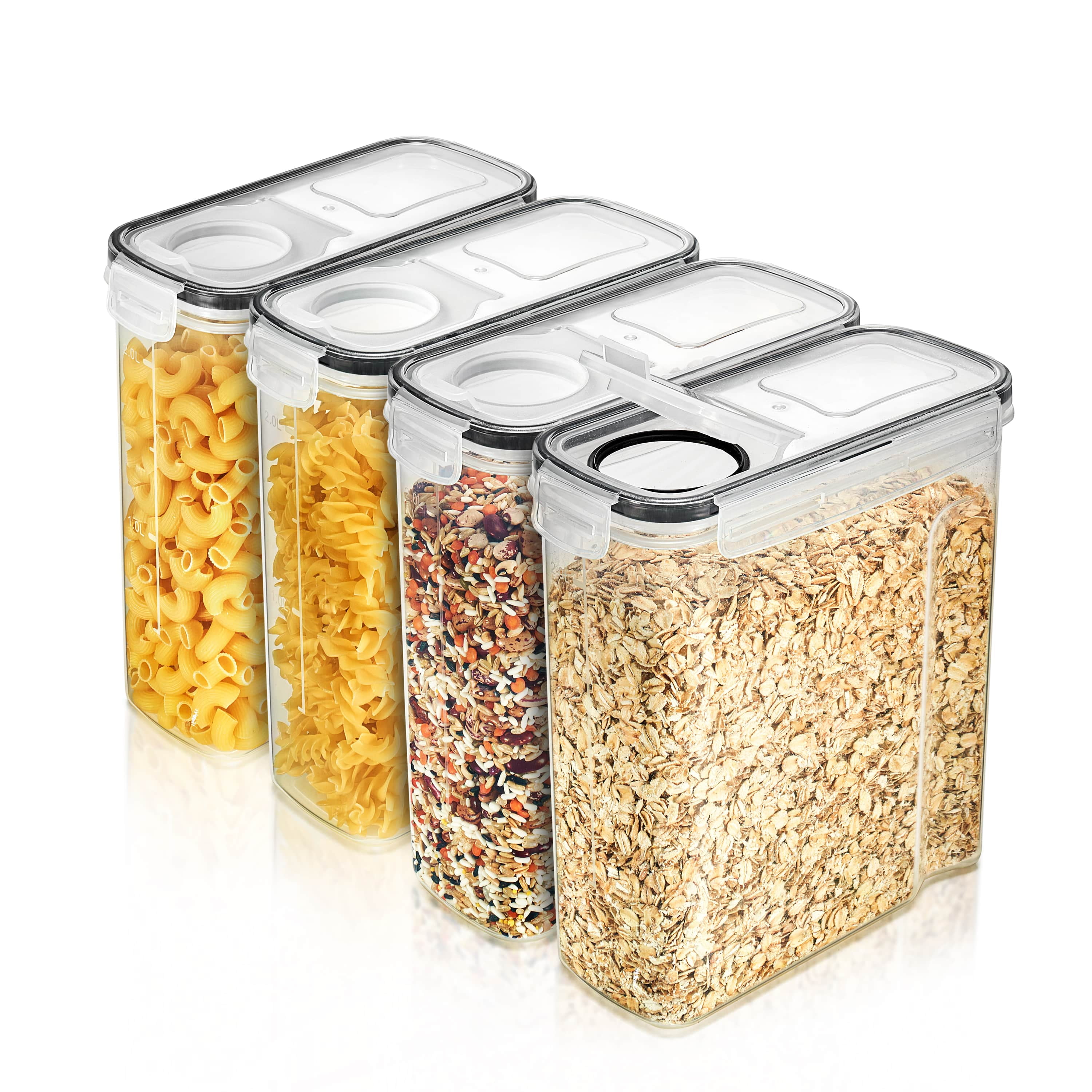 Sorbus 4-Pack 2L Airtight Food Storage Dispensers for Cereal, Pasta, Beans, Dry Foods