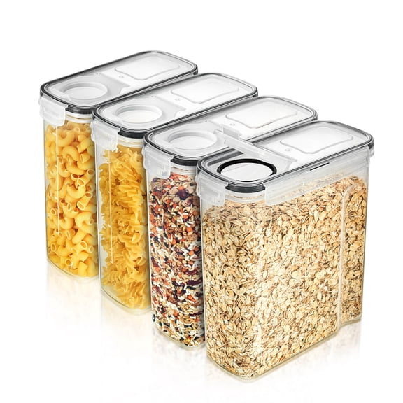 Sorbus 4-Pack 2L Airtight Food Storage Dispensers for Cereal, Pasta, Beans, Dry Foods