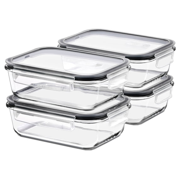 Sorbus 4-Pack 35 oz Glass Meal Prep Containers, Airtight Leakproof Lids, Steam Vent Design