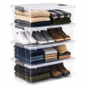 Sorbus 4-Pack 40 Qt Clear Underbed Storage Bins with Lids & Handles, Stackable