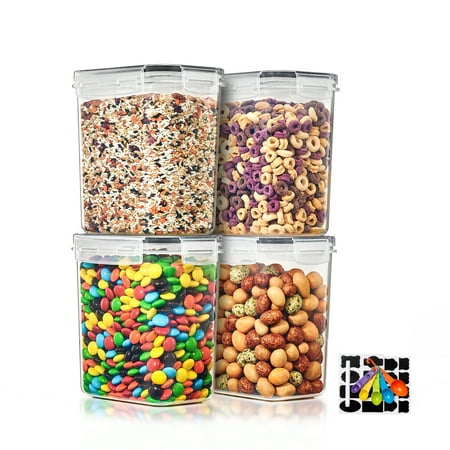 Sorbus 4 Pack Airtight Food Storage Container Set with Locking Lids, Measuring Spoons, and Labels, (1.6L/54.10 oz)