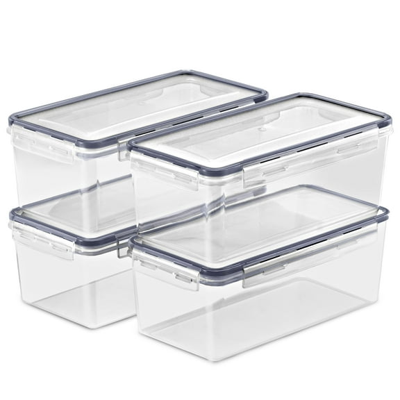 Sorbus 4-Pack Black Plastic Stackable Food Storage Containers