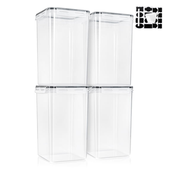 Sorbus 4-Pack Airtight Food Storage Containers 6.5L with Lids, Measuring Spoons and Labels