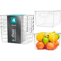Sorbus 4 Pack Clear Plastic Storage Bins with Handles - Refrigerator, Freezer, Pantry, Organizers