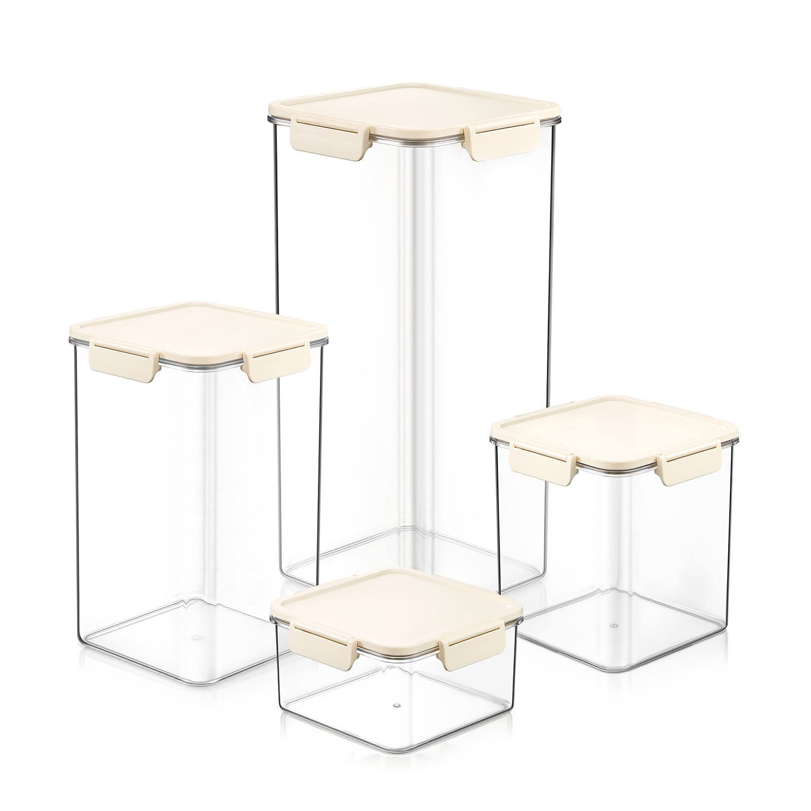 Sorbus 4-Pack Clear Square Airtight Food Storage Containers – Assorted Sizes Pantry Organizer
