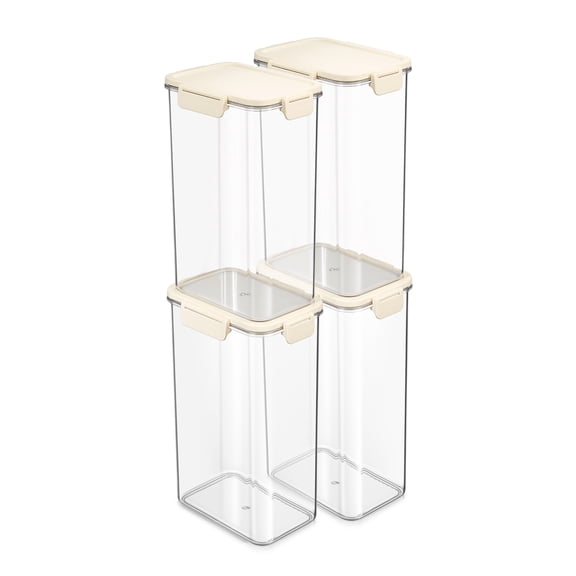Sorbus 4-Pack Clear Tall Rectangle Food Storage Containers with Lids, Stackable