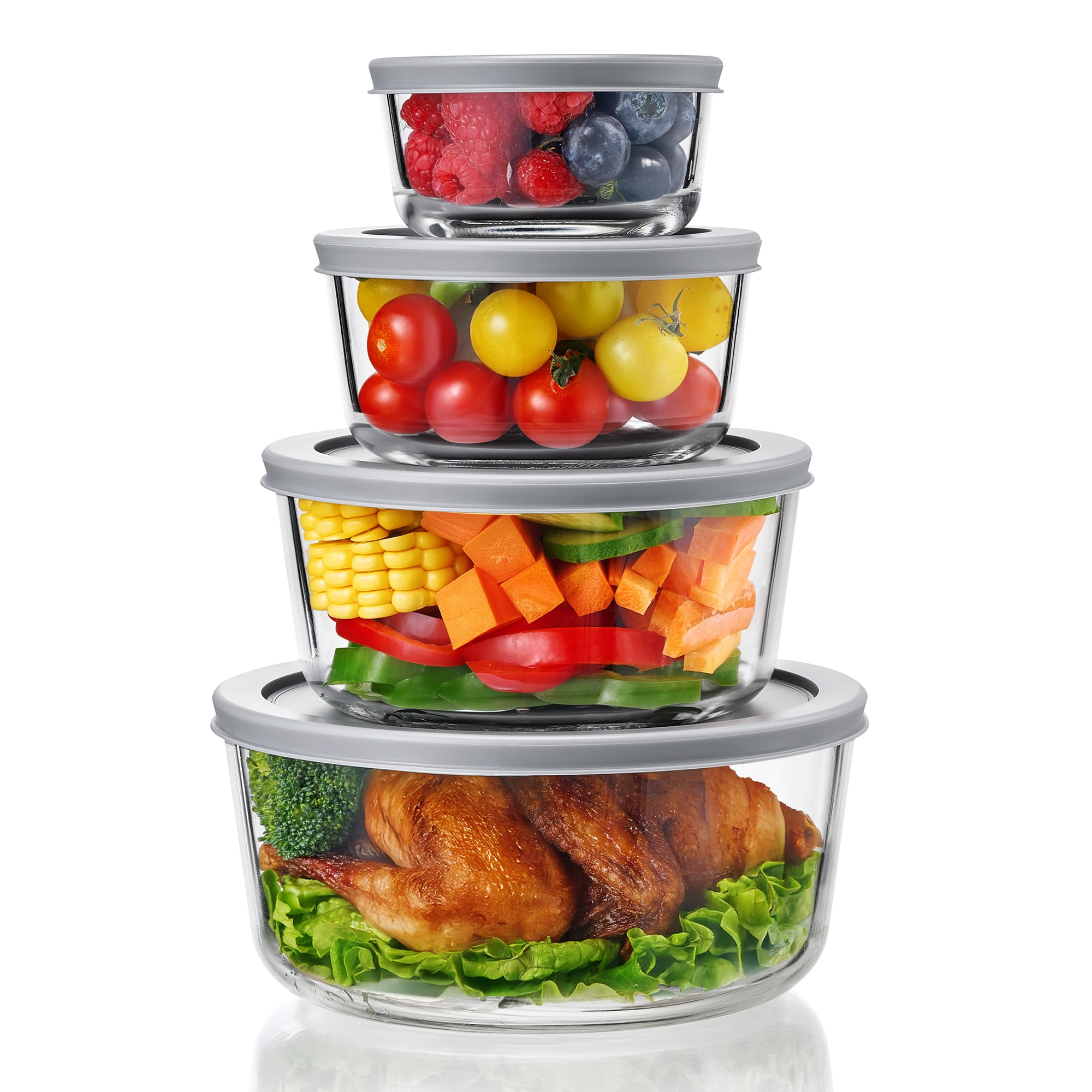 Sorbus 4-Pack Glass Meal Prep Containers with Airtight Lids, BPA-Free, Microwave Safe