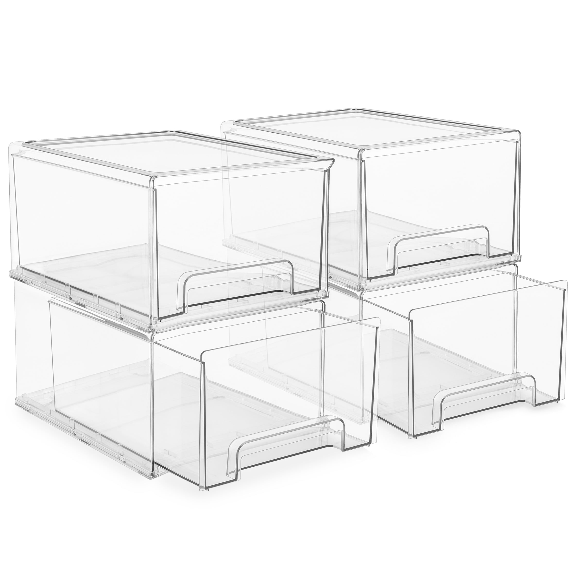 Sorbus 4-Pack Large Clear Plastic Stackable Drawers with Handles, Wide Storage Organizer