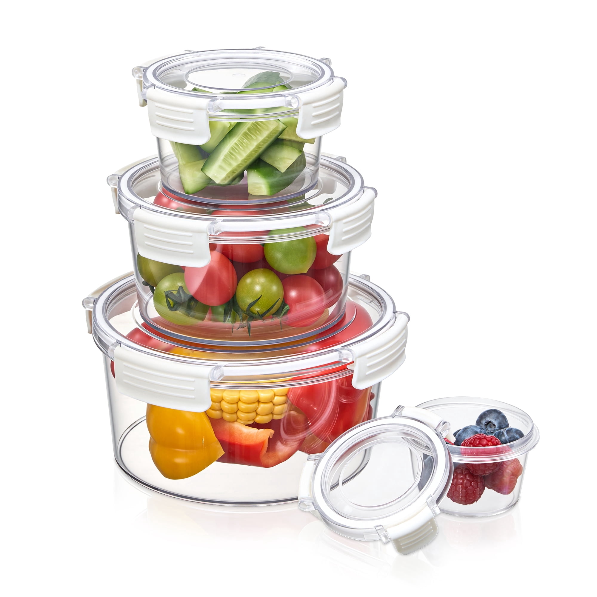 Sorbus 4-Pack Nesting Round Plastic Food Storage Containers with Airtight Lids, BPA-Free Meal Prep Bowls