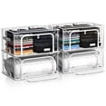 thumbnail image 1 of Sorbus 4-Pack Small Stackable Storage Bins, Metal Frame, Clear Collapsible Bags, Zipper, 1 of 8
