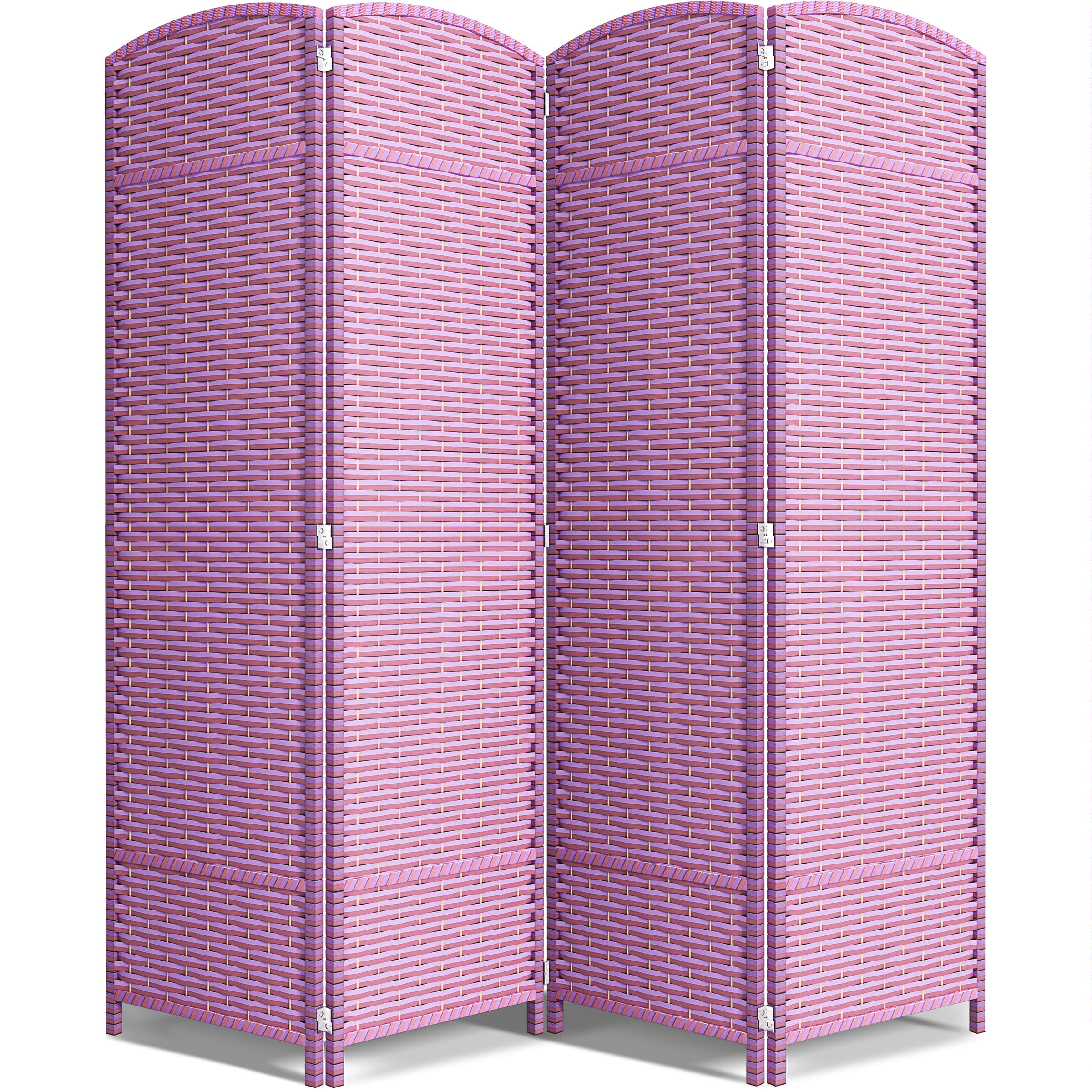 Sorbus 4-Panel Extra-Wide Folding Room Divider Privacy Screen, Hand-Woven Purple Mesh