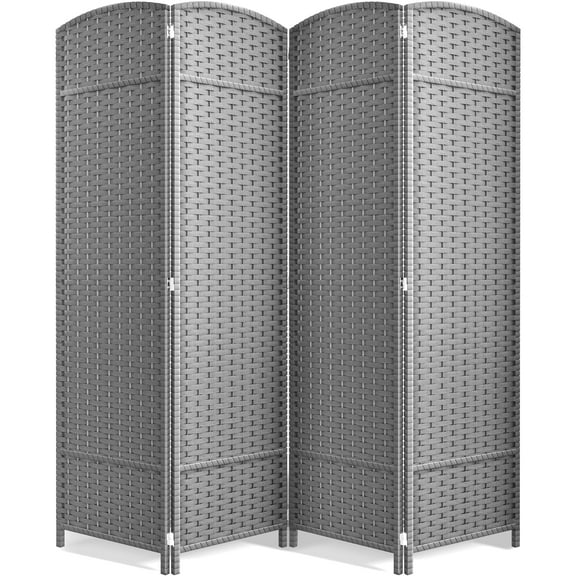 Sorbus 4 Panel Room Divider Tall Privacy Partition Screen Extra Wide Double Hinged Mesh Hand-Woven Folding Wall Divider - 6ft