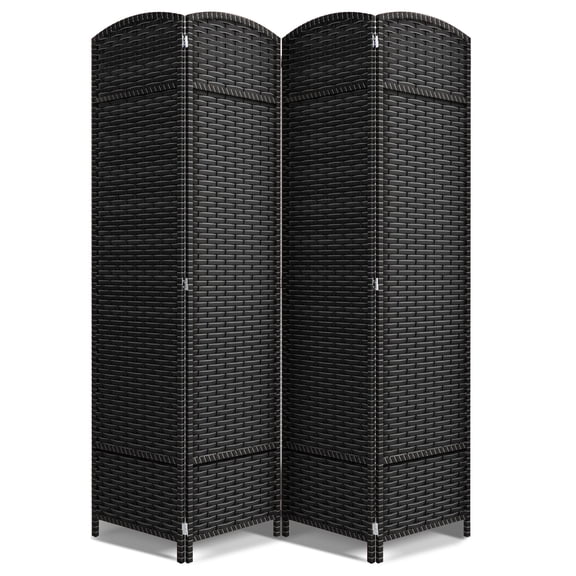 Sorbus 4-Panel Folding Room Divider, Gray White Mesh Hand-Woven Privacy Screen, 64" W x 69" H