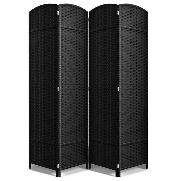 Sorbus 4-Panel Folding Room Divider, Black Mesh Hand-Woven Privacy Screen, 64" W x 69" H
