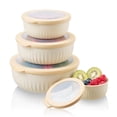 thumbnail image 1 of Sorbus 4-Piece BPA-Free Nesting Food Storage Container Set with Lids, Stackable Meal Prep Bowls, Beige, 1 of 7
