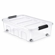 Sorbus 40 Qt Clear Underbed Storage Bin with Wheels & Snap-Lock Lid – Plastic Rolling Organizer for Clothes, Bedding & More