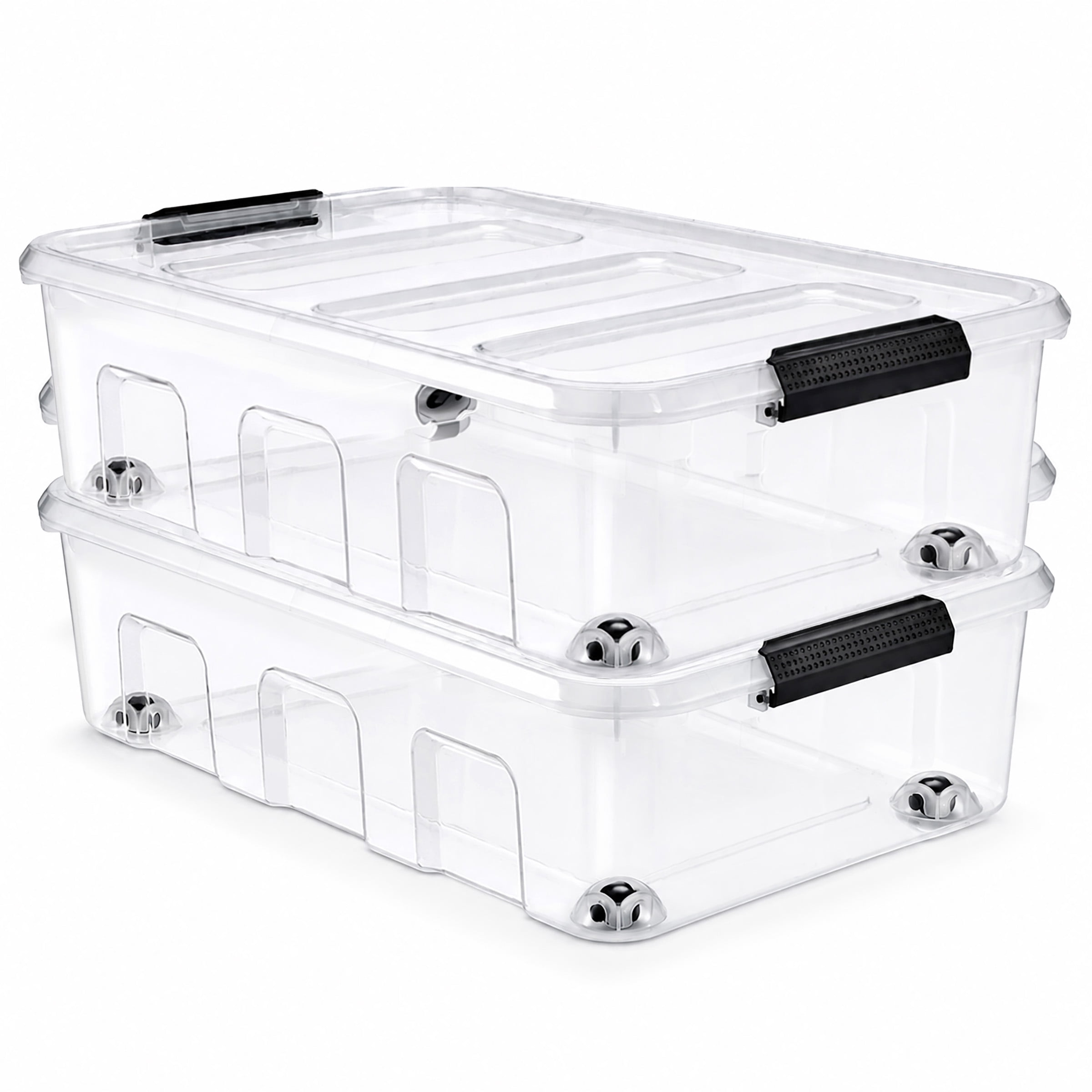 Sorbus 40 Qt Clear Underbed Storage Bins with Wheels & Snap-Lock Lids, 2-Pack