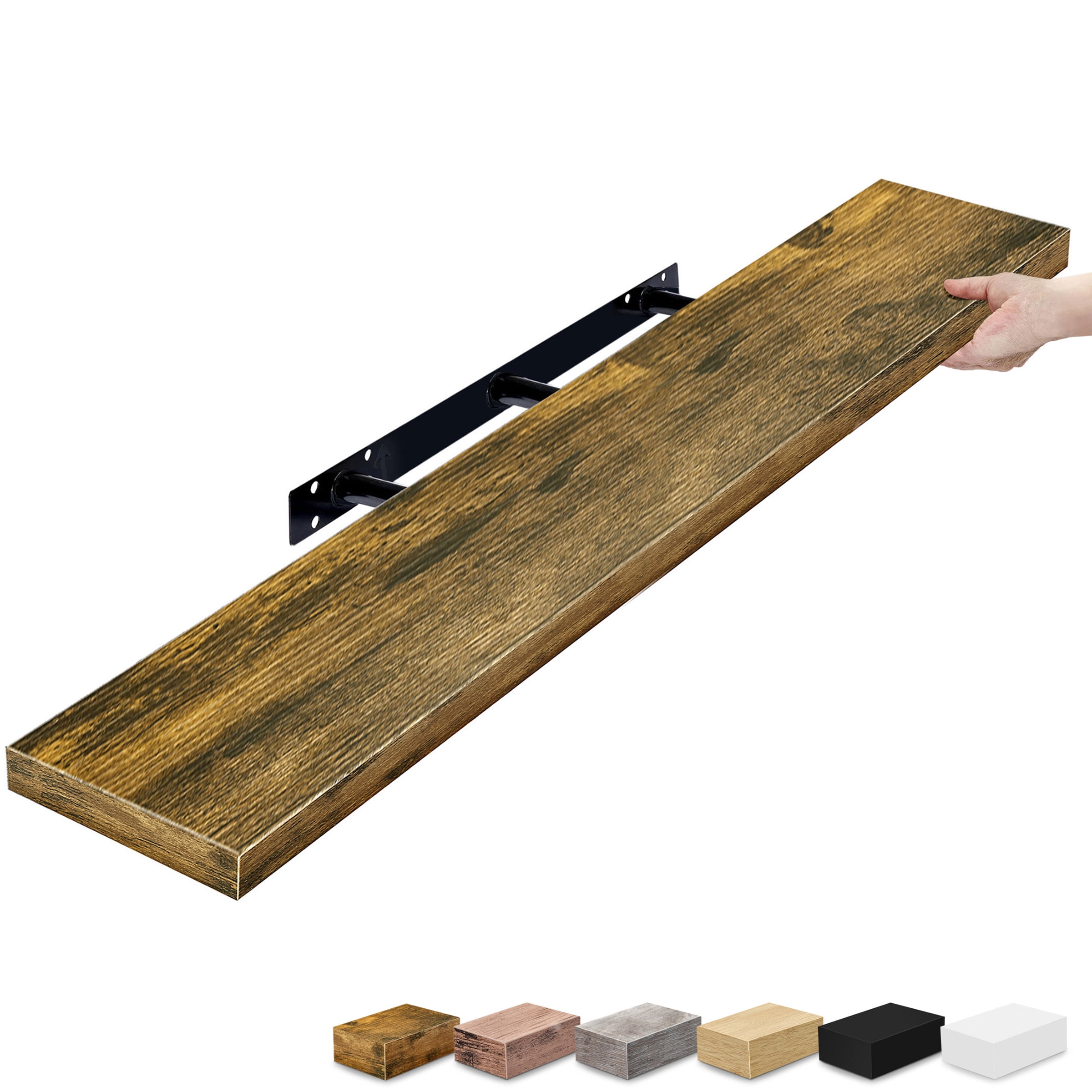 Sorbus 47" Floating Wall Shelf, Brown, Invisible Brackets, Bathroom, Bedroom & Home Decor
