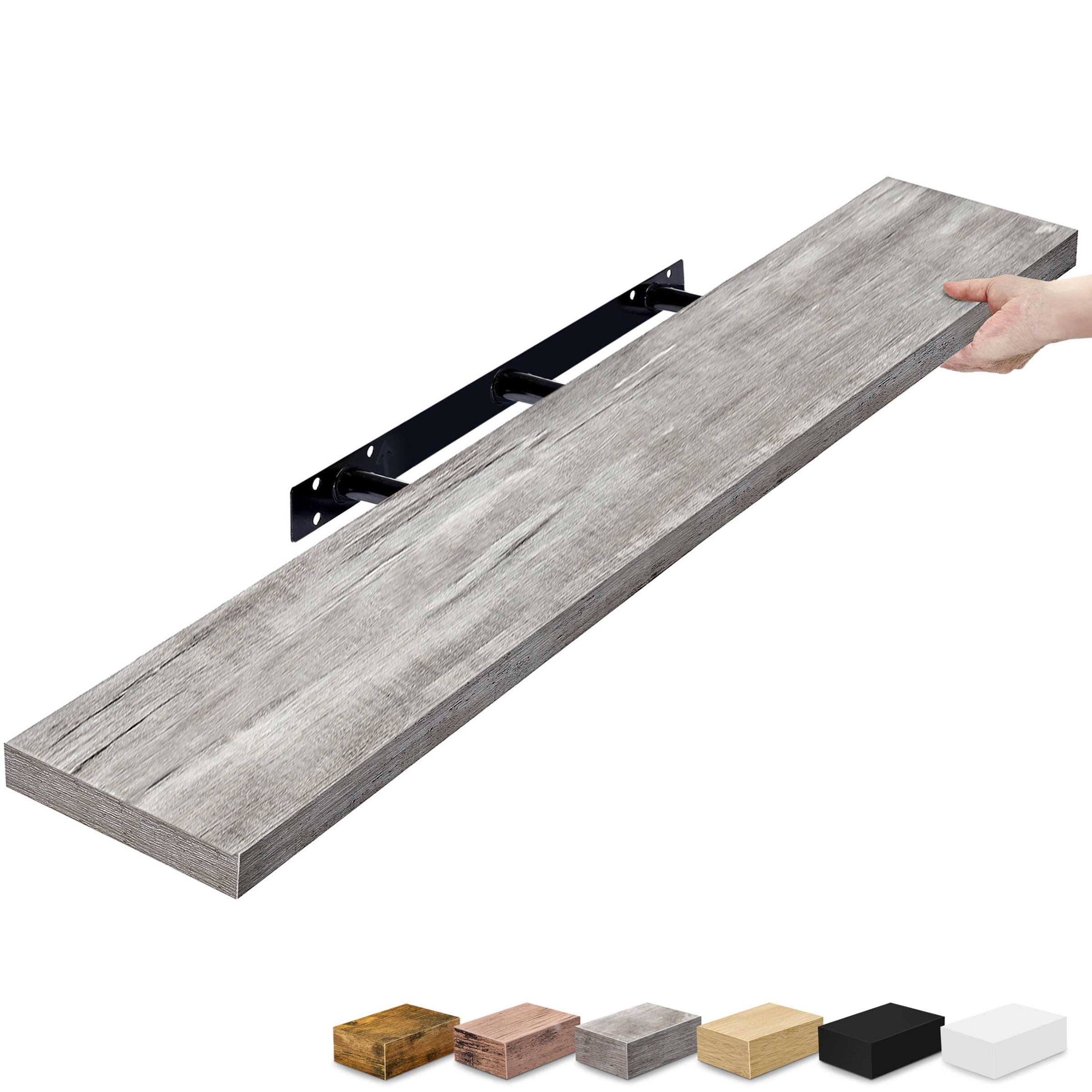 Sorbus 47" Floating Wall Shelf, Graywood, Invisible Brackets, Bathroom, Bedroom & Home Decor