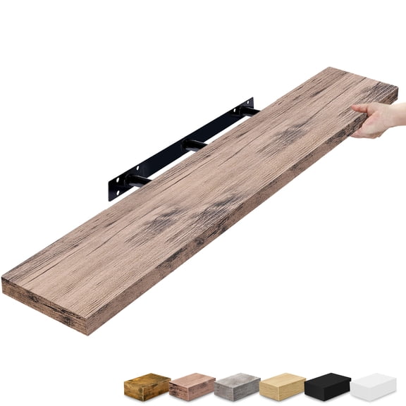 Sorbus Mahogany 47-Inch Wall Shelf with Hidden Mounting Hardware for Home Storage