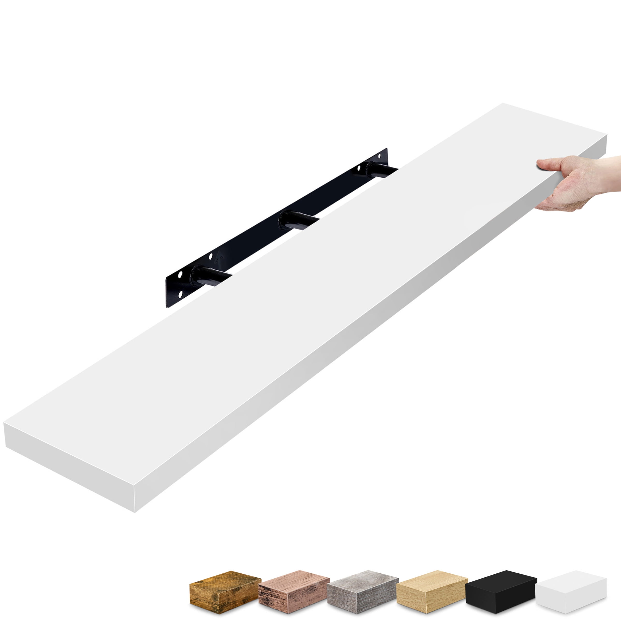 Sorbus 47" Floating Wall Shelf, White, Invisible Brackets, Bathroom, Bedroom & Home Decor