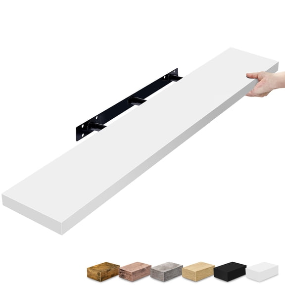 Sorbus 47" Floating Wall Shelf, White, Invisible Brackets, Bathroom, Bedroom & Home Decor