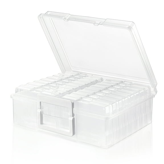 Sorbus 4x6 Photo Organizer Box with 16 Clear Cases Craft & Picture Storage Solution