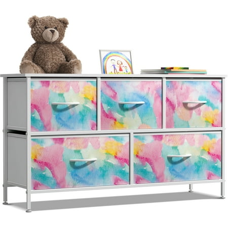 Sorbus 5-Drawer Dresser Chest Designed for kids Metal and Fabric Material, Multicolor, 23.1 lb price history and forecast - Sorbus DRW-CU5-TID5