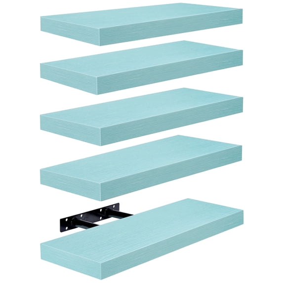Sorbus 5-Pack Floating Shelves 16.25 Inch, Ocean Blue, Hidden Mount, Wall Storage