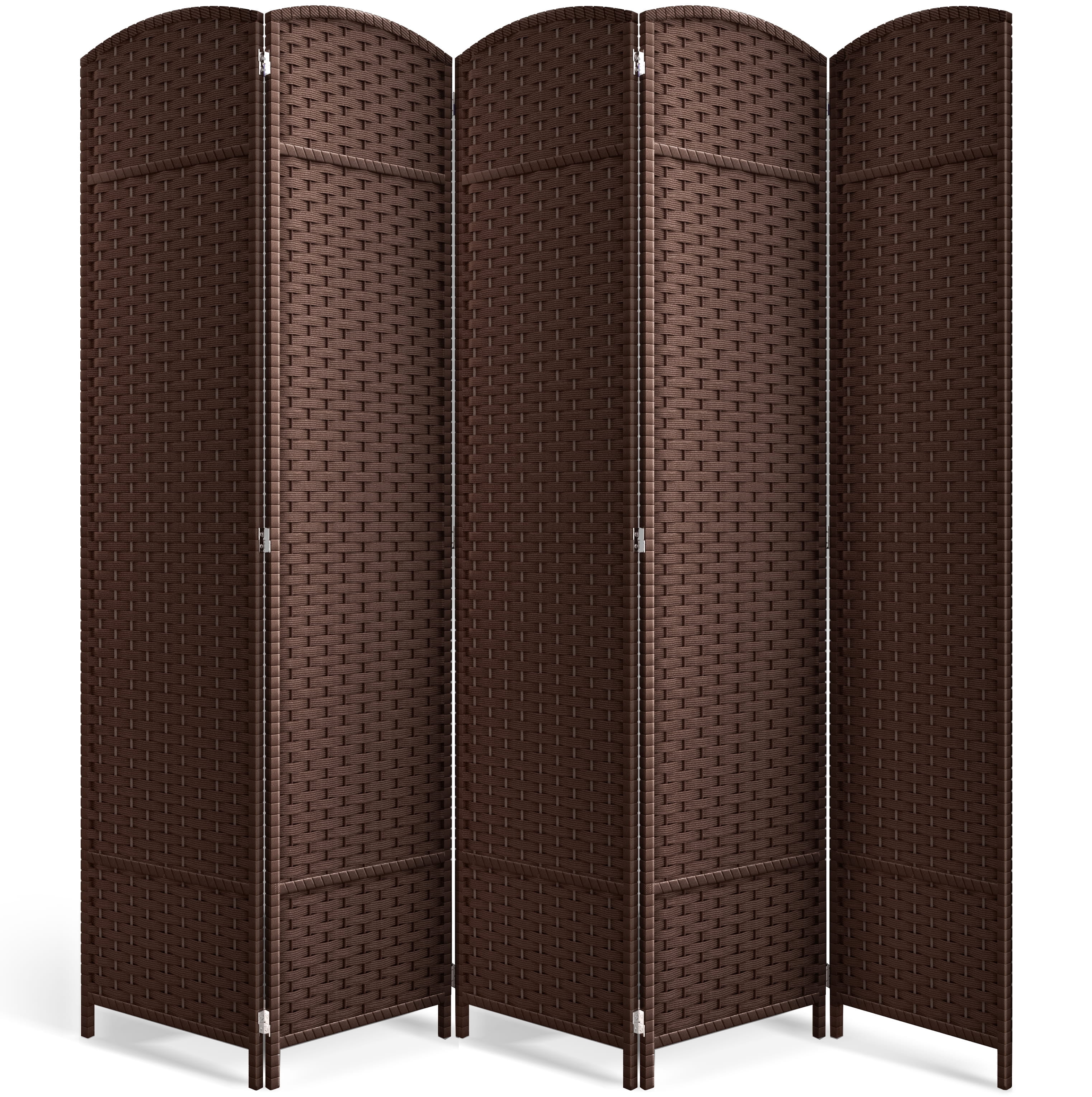 Sorbus 5-Panel Wide Folding Room Divider Privacy Screen, Hand-Woven Chocolate Mesh
