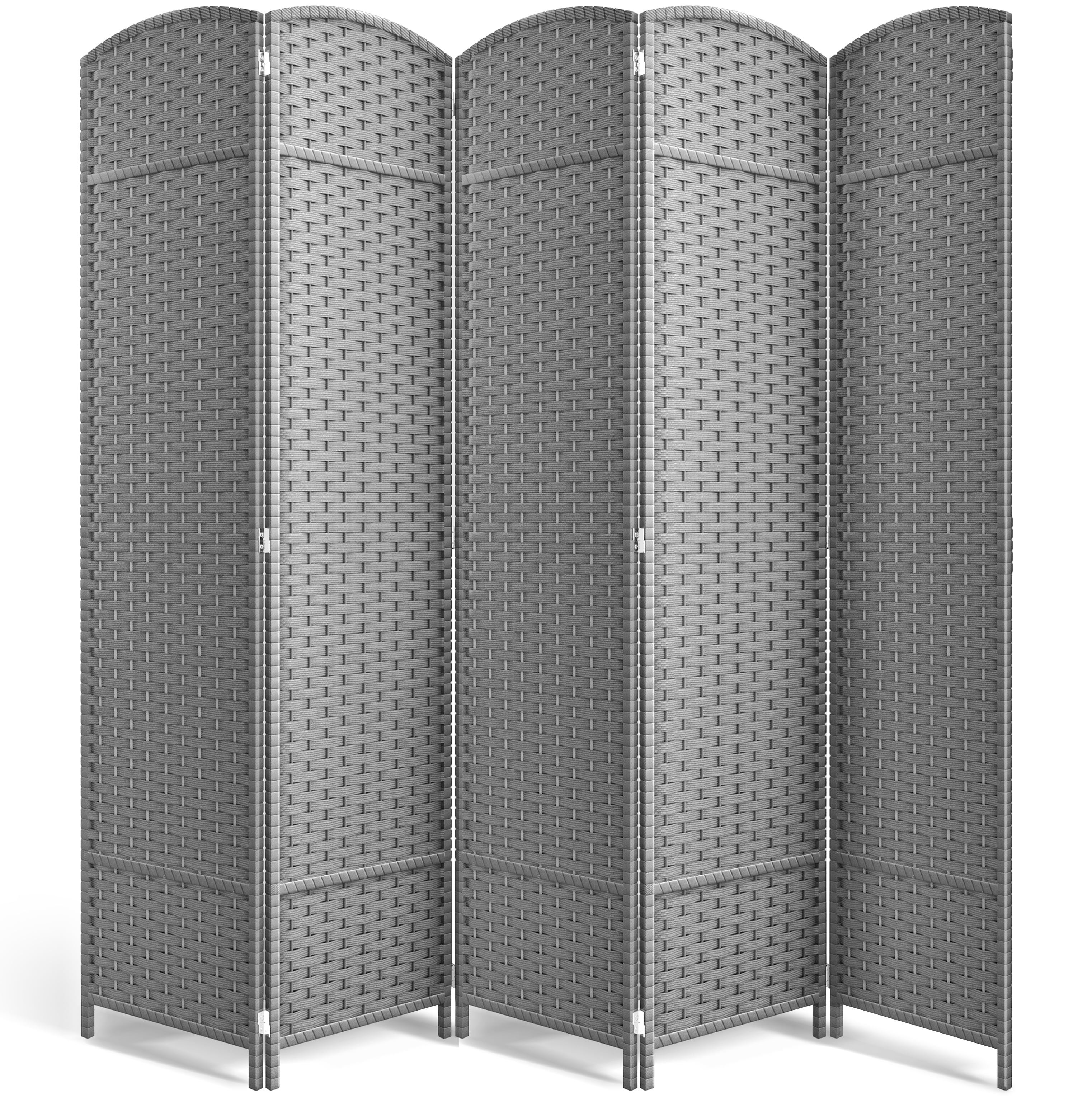 Sorbus 5-Panel Wide Folding Room Divider Privacy Screen, Hand-Woven Lt. Gray Mesh