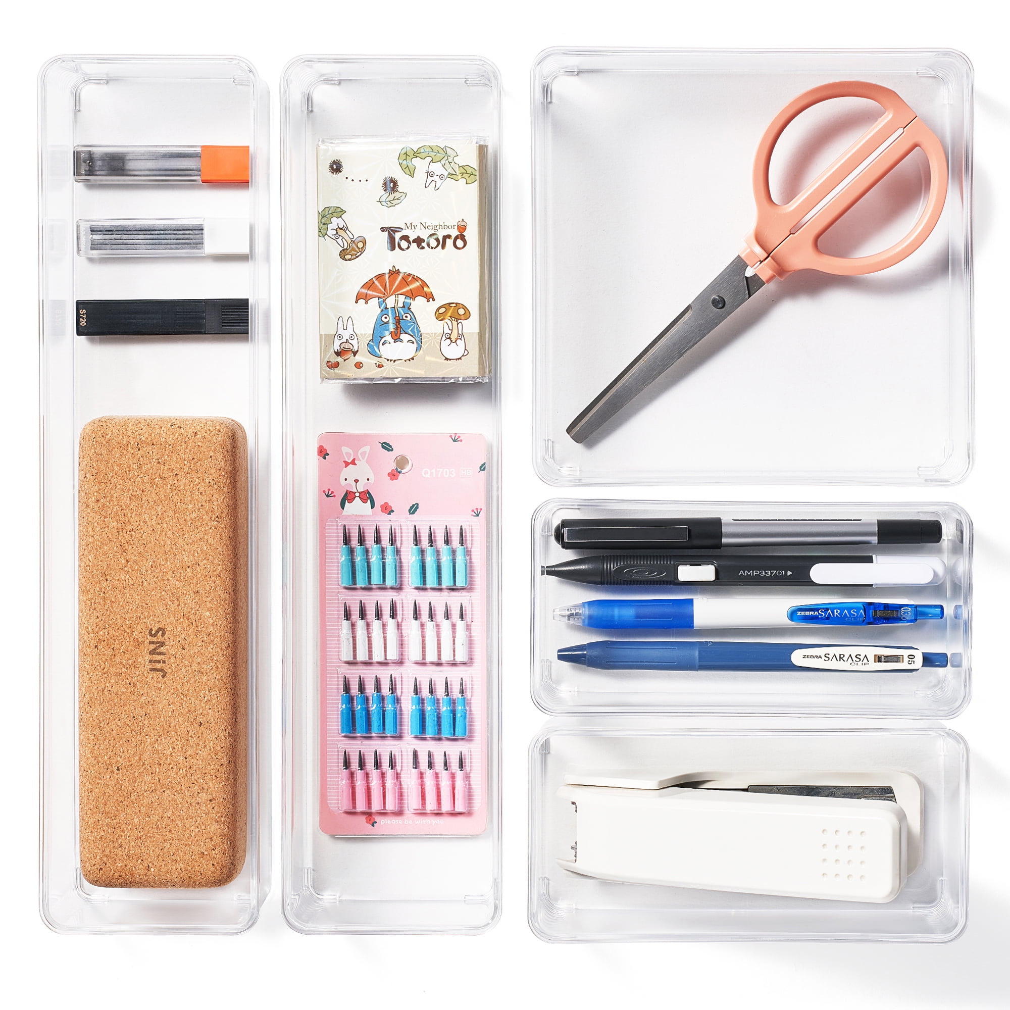 Sorbus 5-Piece Clear Drawer Organizer Set for Office, Desktops, drawers, and more