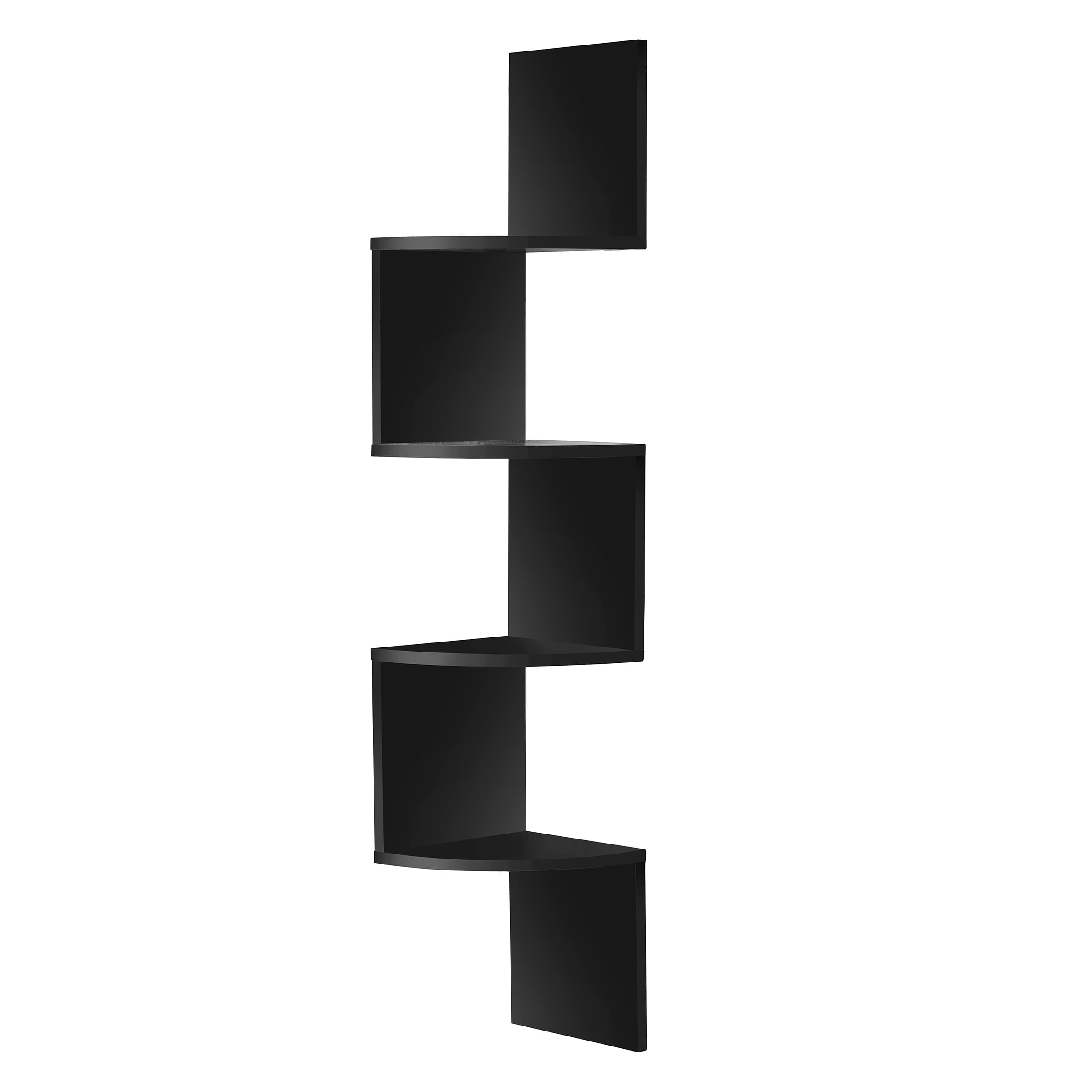 Sorbus 5-Tier Floating Corner Wall Shelf, Zigzag Bookshelf, Space-Saving Storage, Black