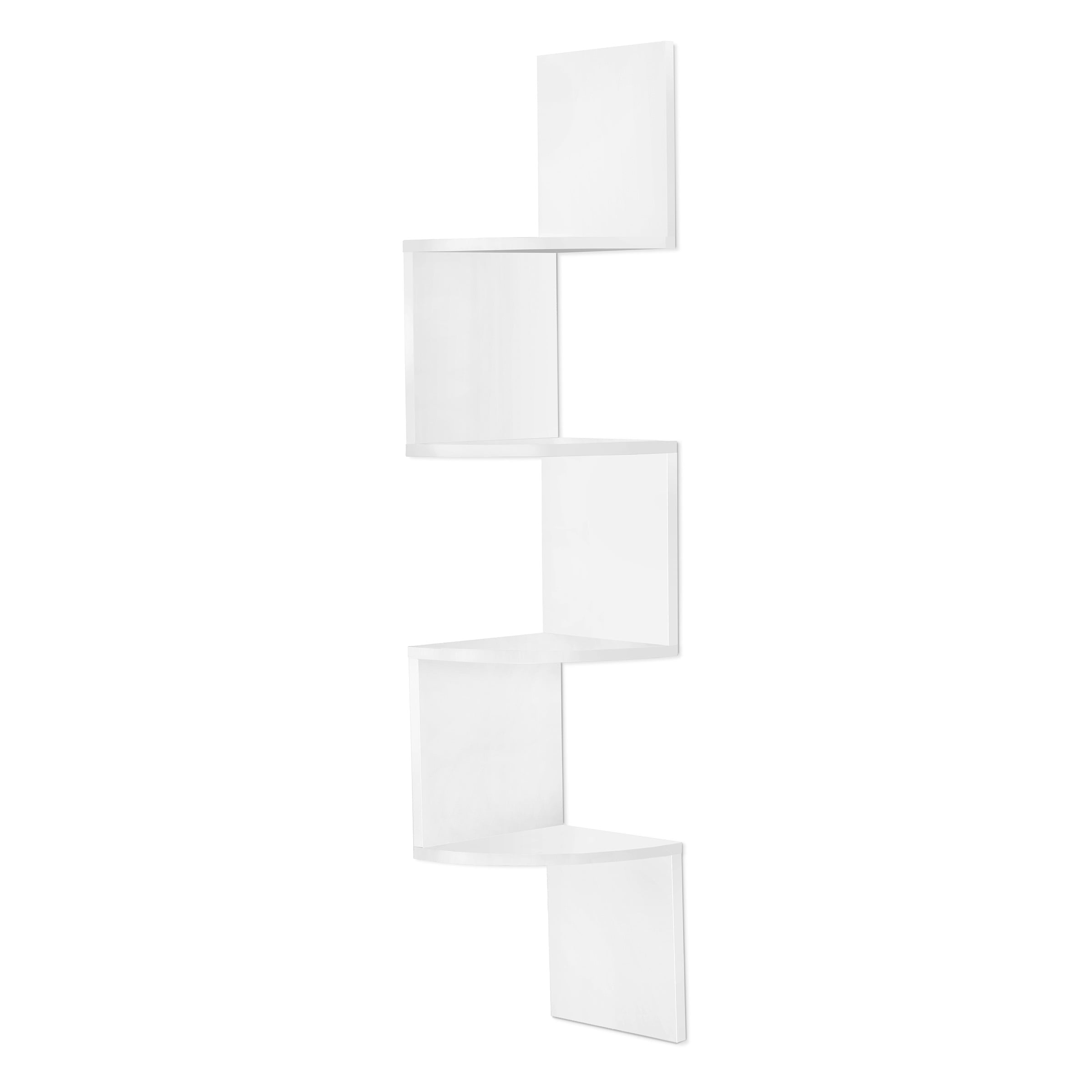 Sorbus 5-Tier Floating Corner Wall Shelf, Zigzag Bookshelf, Space-Saving Storage, White