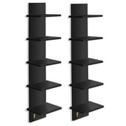 Sorbus 5 Tier Wall Shelf Unit with Hooks, Vertical Column Utility Shelving for Home Decor and Storage Organizer, Wall-Mounted Floating Shelves for Bathroom Stor