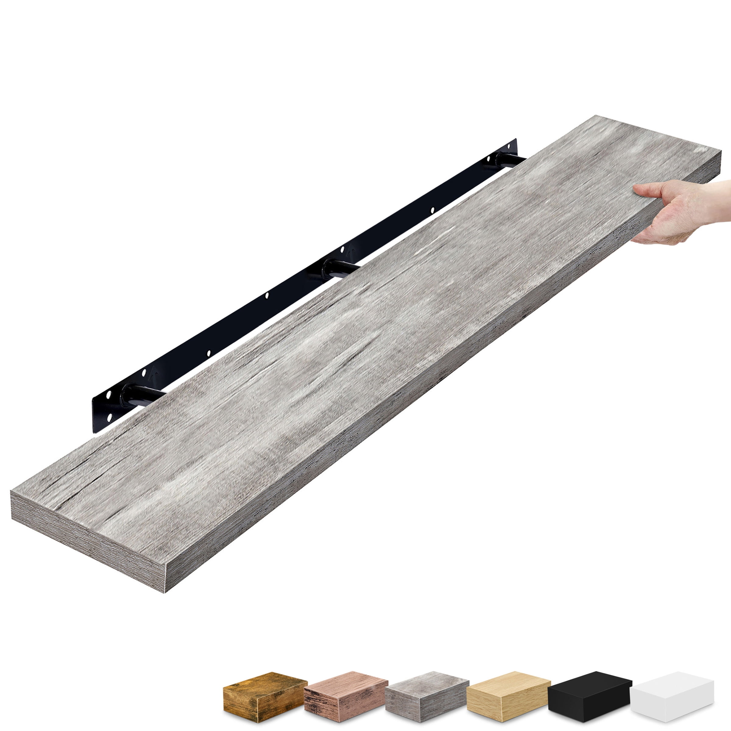 Sorbus 55" Floating Wall Shelf, Graywood, Invisible Brackets, Bathroom, Bedroom & Home Decor