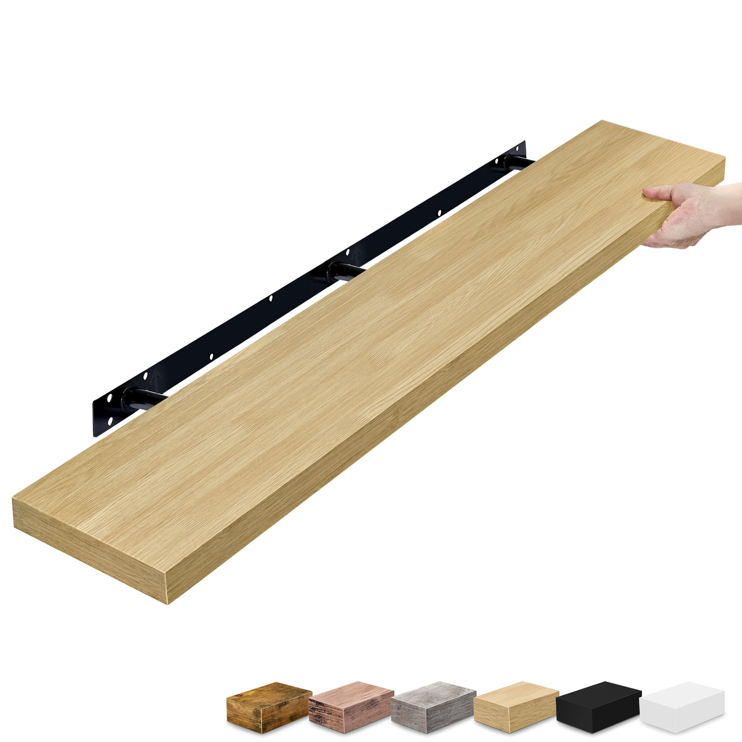 Sorbus 55" Floating Wall Shelf, Maplewood, Invisible Brackets, Bathroom, Bedroom & Home Decor