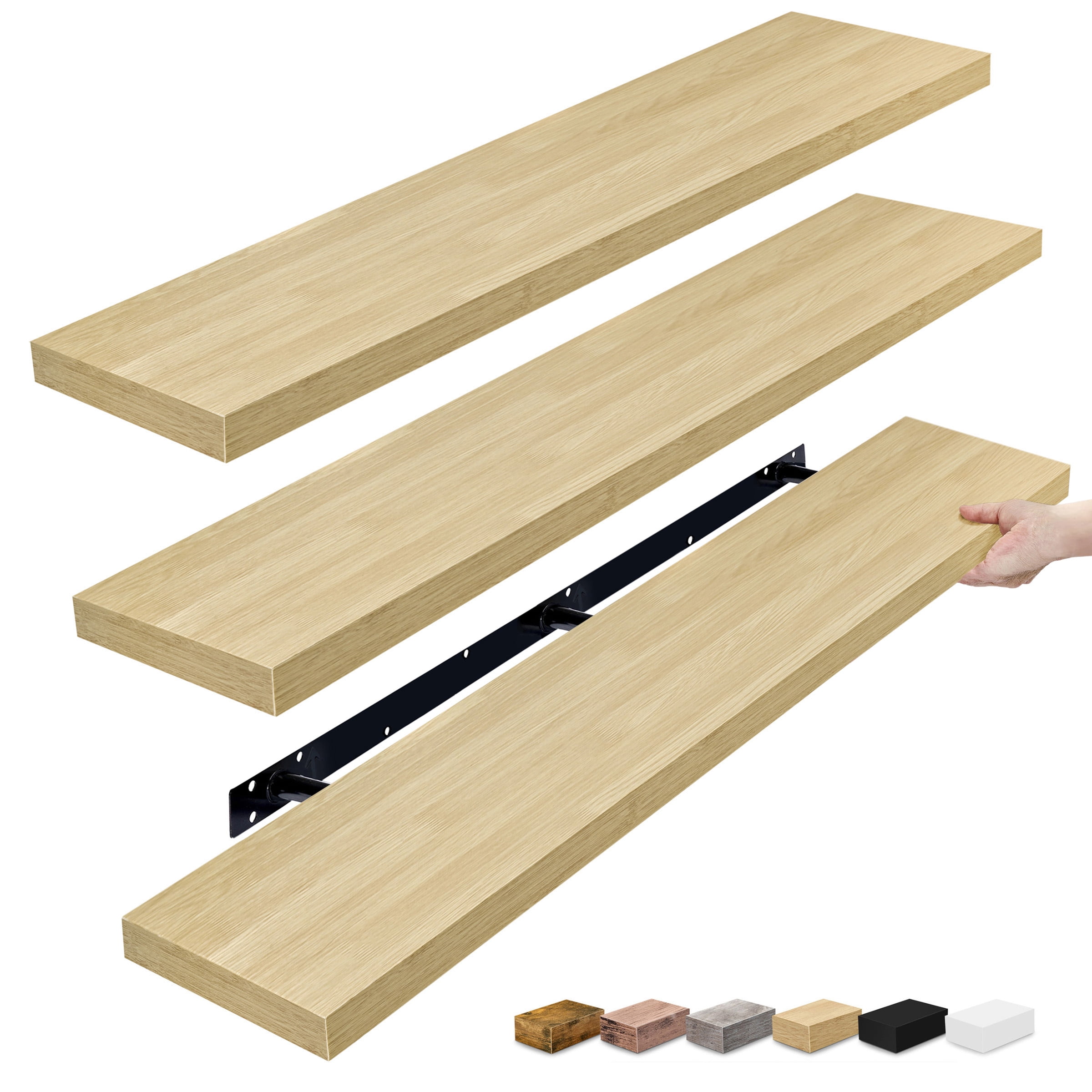 Sorbus 55in Extra-Long Floating Shelves, Wall-Mounted Storage with ...