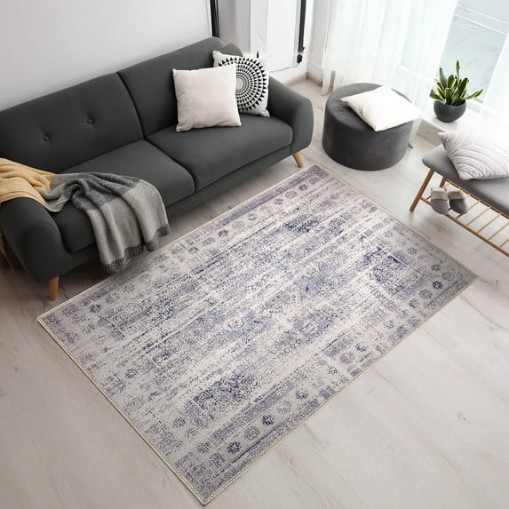 Sorbus 5x7 Area Rug, Machine Washable, Non-Slip, Vintage Rug - Low Pile Non-Shedding Indoor Area Rugs - Soft Indoor Carpet Throw Rugs with Rubber Backing