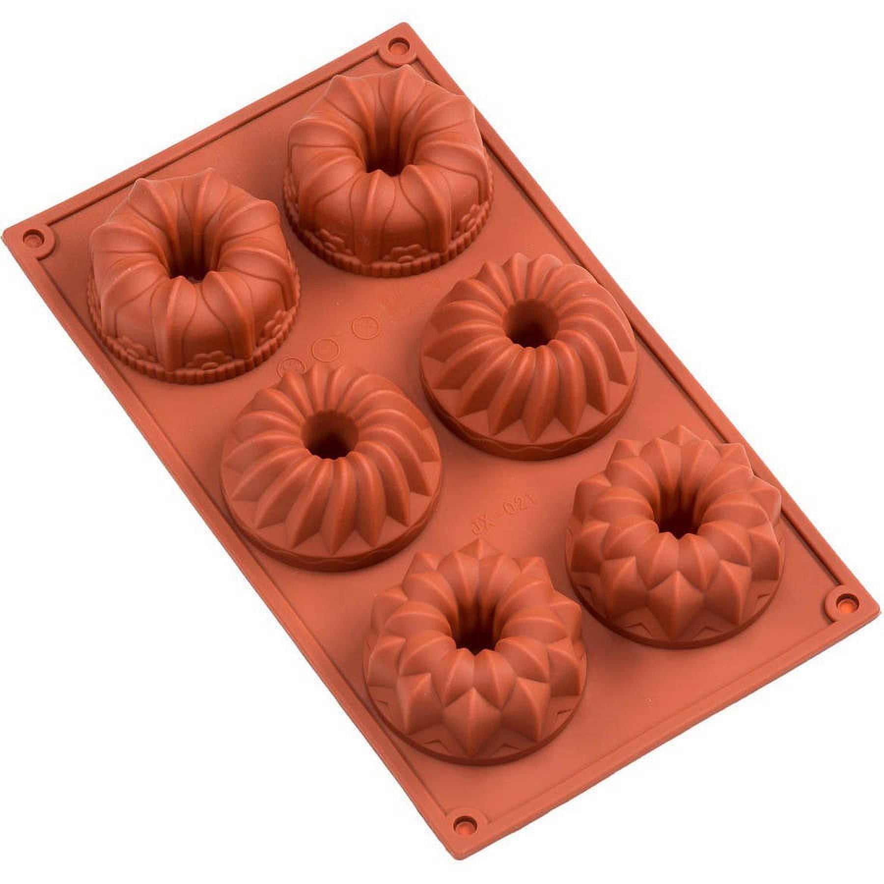 Sorbus 6 Cavity Silicone Mini Bunt Cake Pan, For Mini Cakes, Muffins, Brownies And Ice cream-Non-Stick, Easy To Clean, Oven, Microwave, Dishwasher and Freezer Safe, Heat Resistant Up To 450 Degrees F