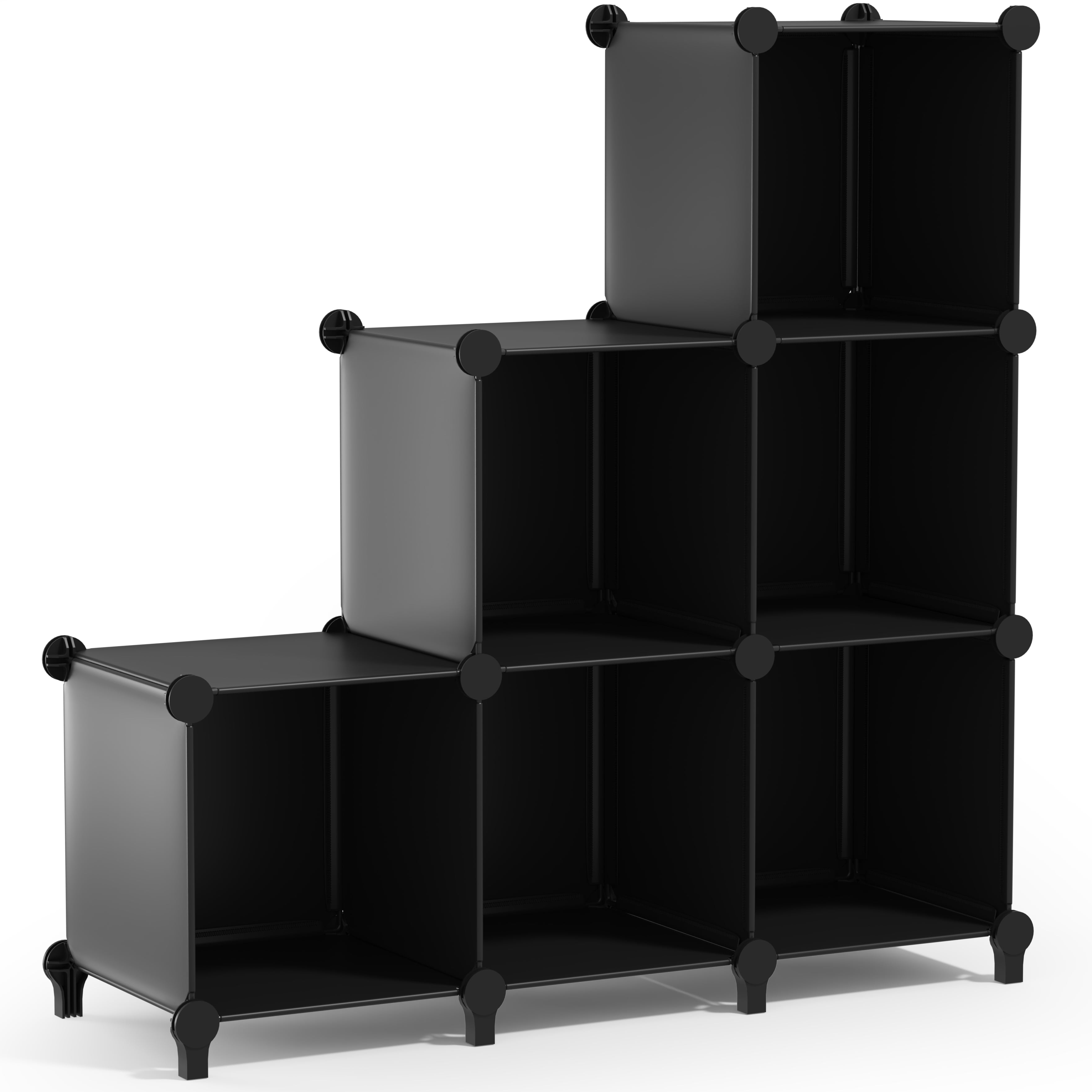 Sorbus 6-Cube Storage Organizer, Waterproof Cubby Shelf for Closet & Bedroom, Black