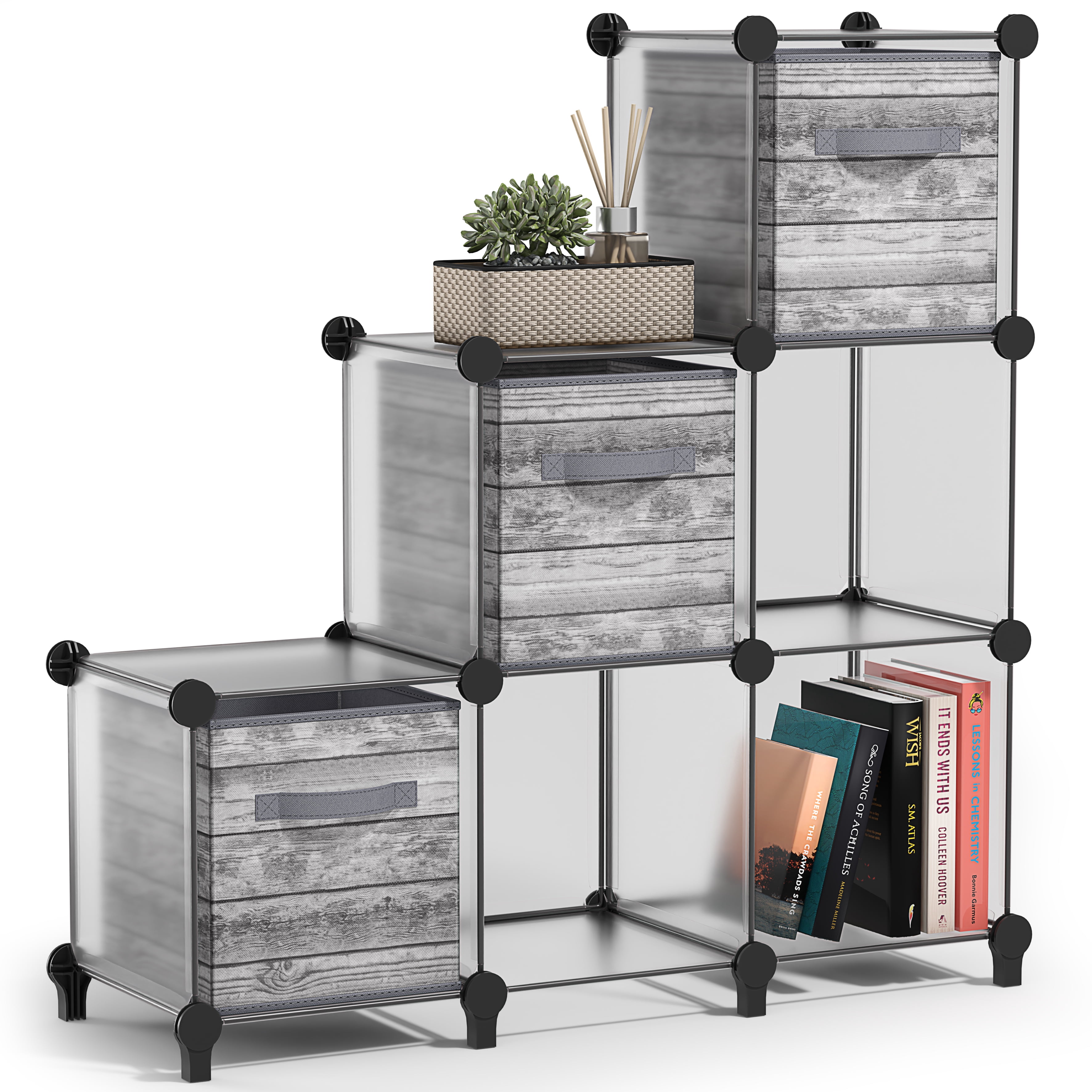 Sorbus 6-Cube Storage Organizer, Waterproof Cubby Shelf for Closet & Bedroom, Clear