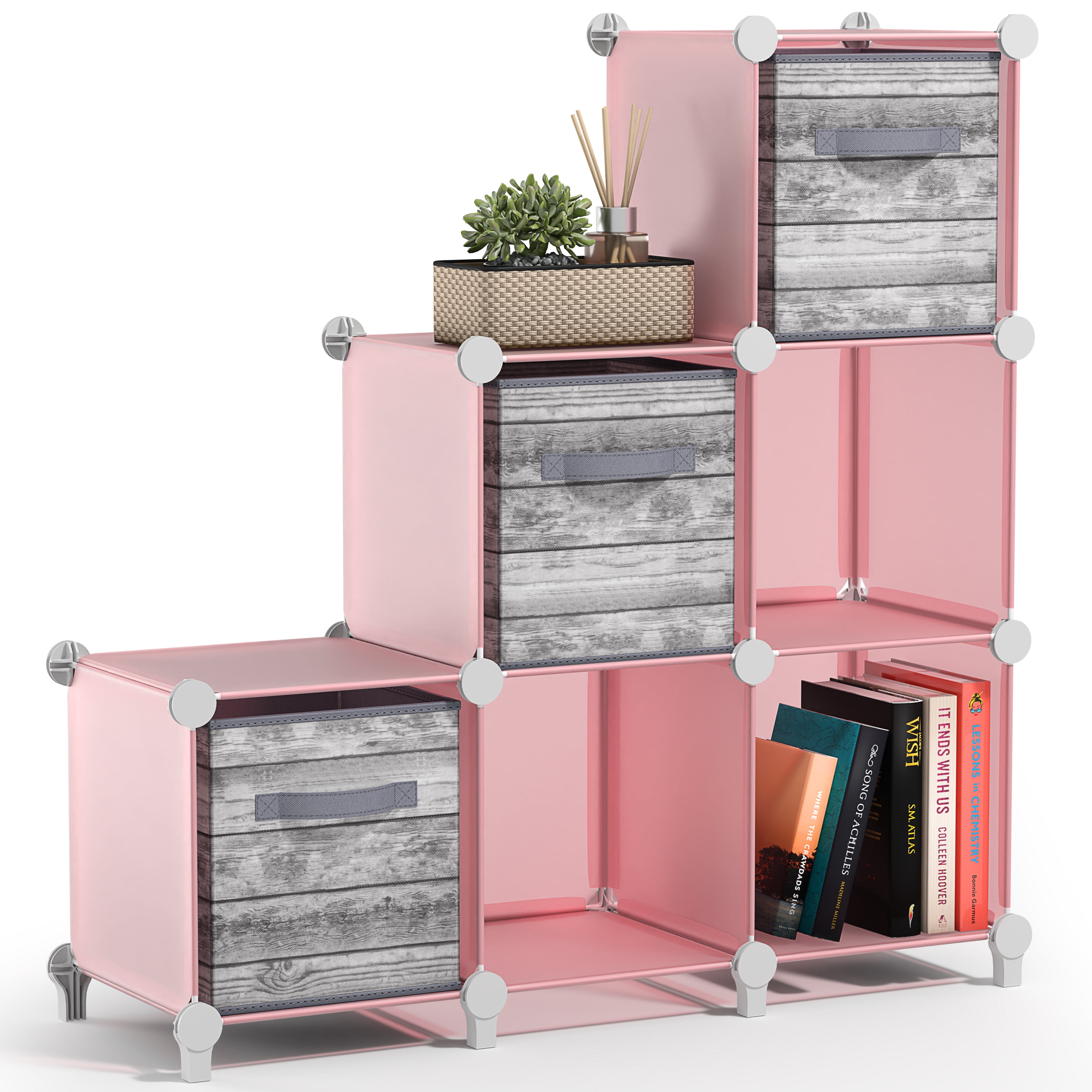 Sorbus 6-Cube Storage Organizer, Waterproof Cubby Shelf for Closet & Bedroom, Pink
