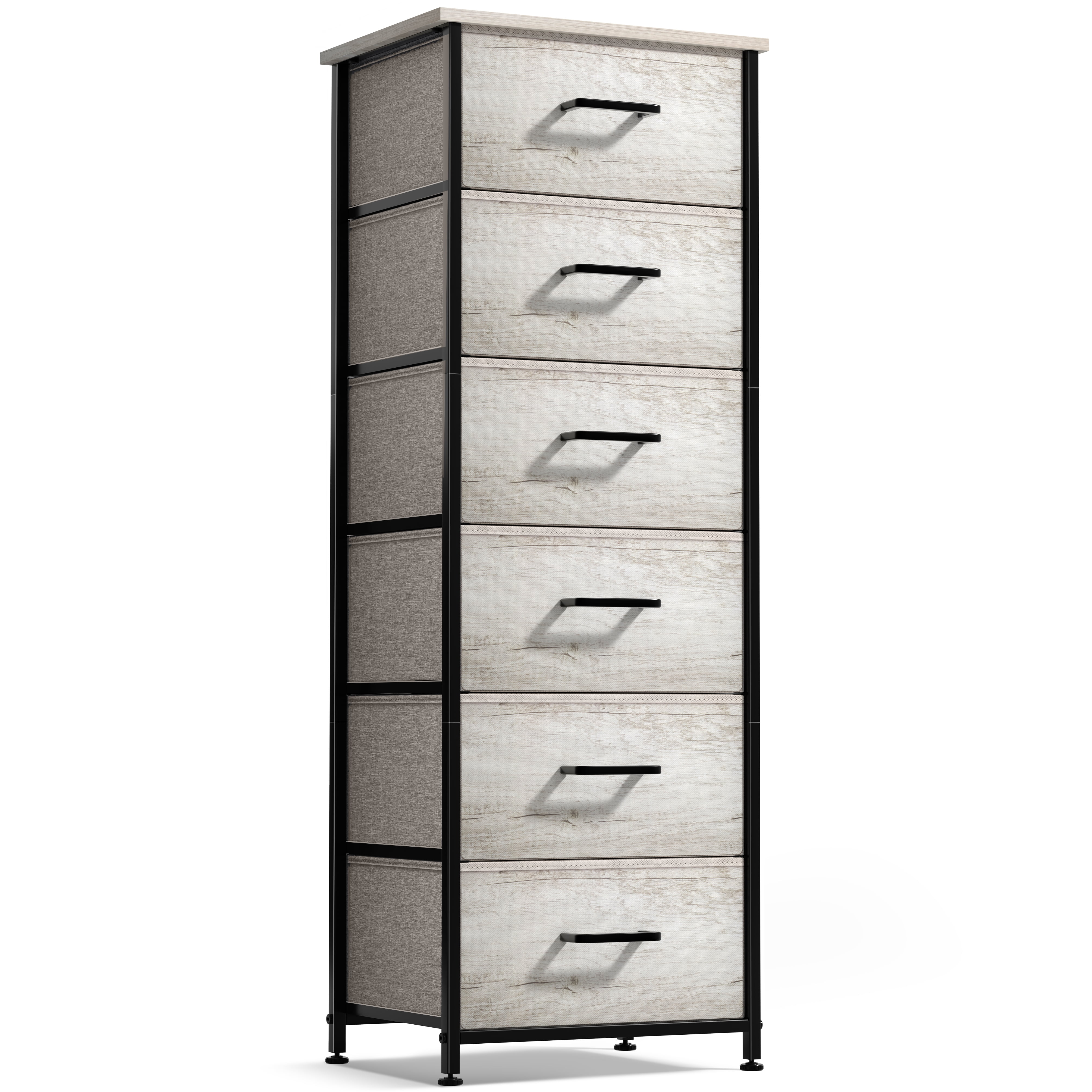 Sorbus 6-Drawer Fabric Dresser, Tall Bedroom Storage Tower, Rustic Beige