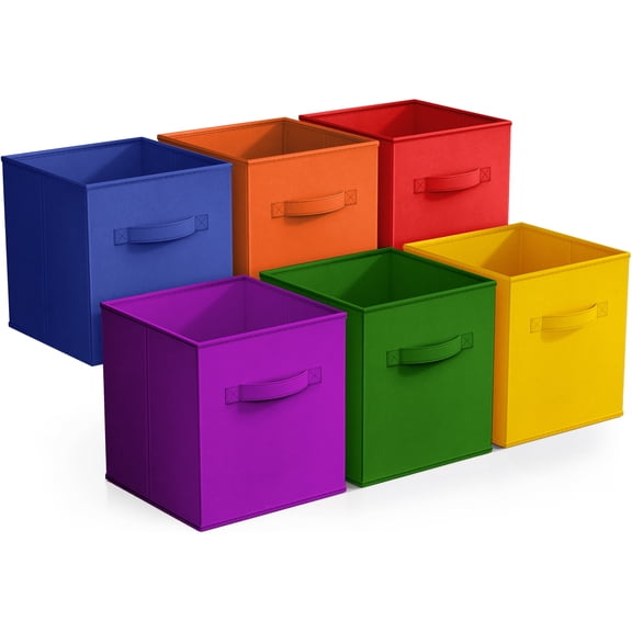 Sorbus 6 Pack 11" Foldable Storage Bins Closet Organizer with Handles for Toddlers, Kids, and Adults