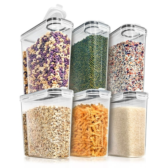 Sorbus 6 Pack Airtight Food Storage Dispenser Set for Beans, Pasta, Cereals, and More (4L/16.9 Cups)