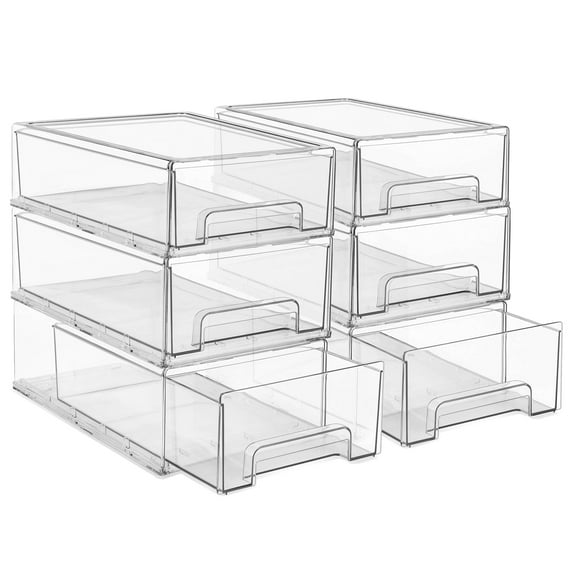 Sorbus 6-Pack Clear Stackable Storage Drawers with Handles – Closet, Pantry, Office Organizer
