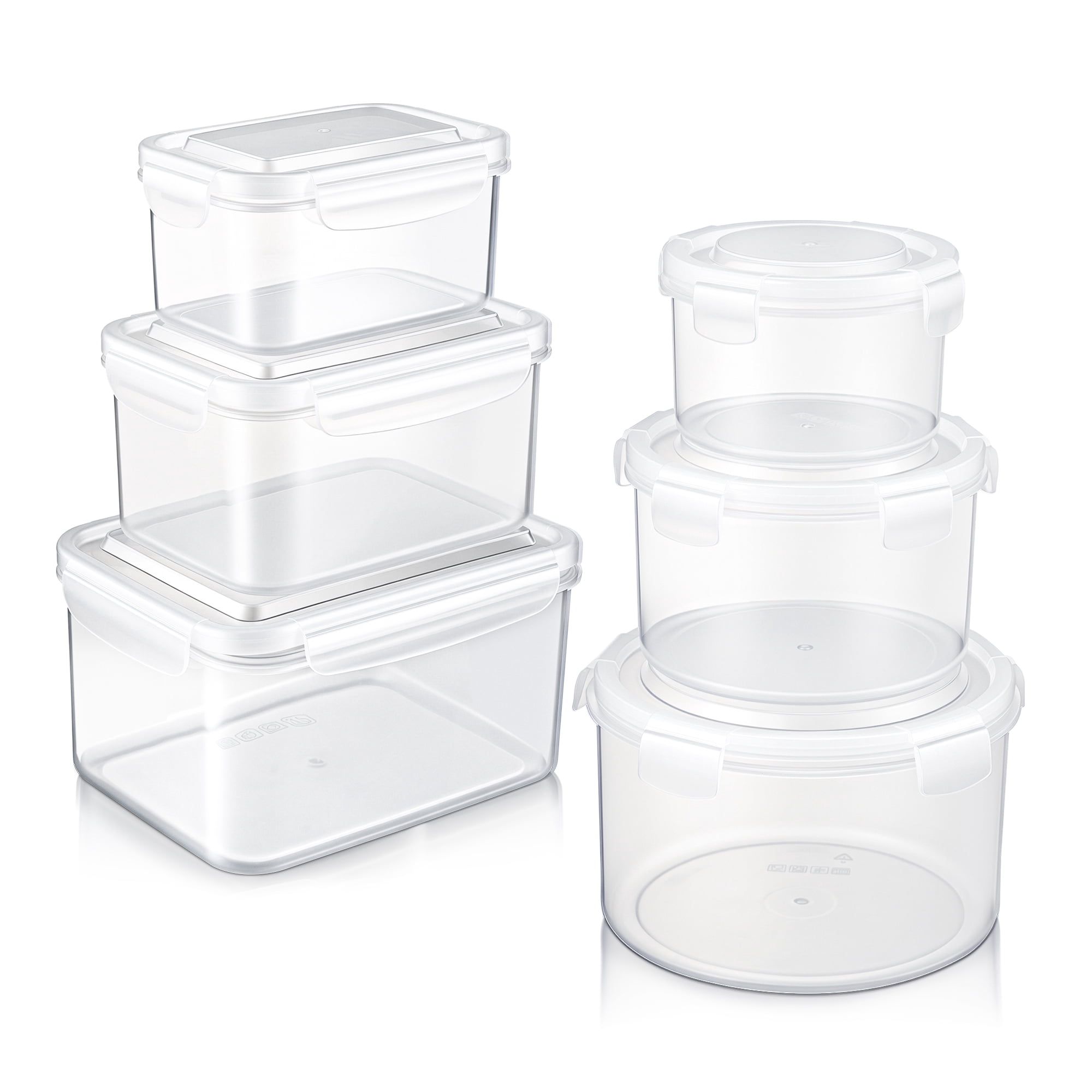 Sorbus 6-Pack Round & Rectangular Food Storage Containers, Clear BPA ...